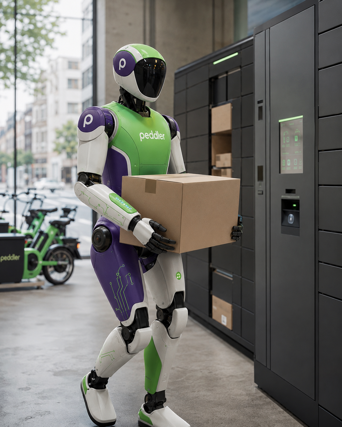 Humanoid robot in a logistics setting